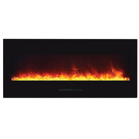 Built-In Flush Mount/Wall Mount 50" Electric Fireplace with Black Glass Surround, Log Set No Mood Light