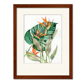 Botanical Birds of Paradise 16" x 20" Framed and Matted Art