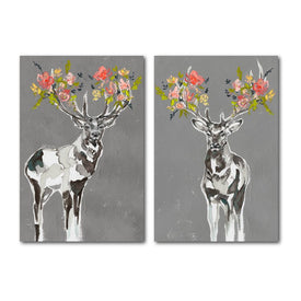 Buck Floral I & Buck Floral II 12" x 18" Canvas Two-piece Set