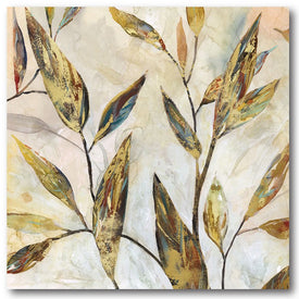 Gilded Leaves II 16" x 16" Gallery-Wrapped Canvas Wall Art