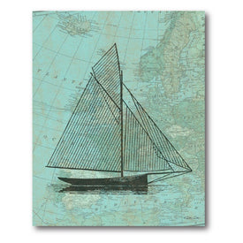 Coastal Map Anchor I 16" x 20" Gallery-Wrapped Canvas Wall Art