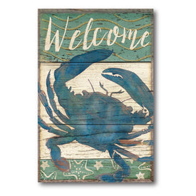 Welcome Blue 12" x 18" Gallery-Wrapped Canvas Wall Art