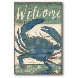Welcome Blue 18" x 26" Gallery-Wrapped Canvas Wall Art