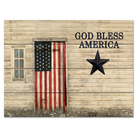 God Bless American Flag 16" x 20" Wood Pallet Wall Art