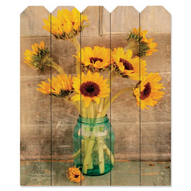 Country Sunflowers 9" x 12" Wood Picket Wall Art