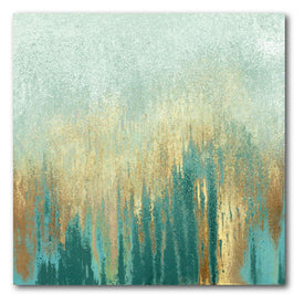 Teal Woods In Gold I 16" x 16" Gallery-Wrapped Canvas Wall Art