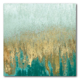 Teal Woods In Gold II 16" x 16" Gallery-Wrapped Canvas Wall Art