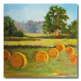 Hay Bales in the Summer I 24" x 24" Gallery-Wrapped Canvas Wall Art