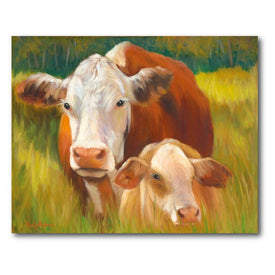 Mother Cow and Baby 16" x 20" Gallery-Wrapped Canvas Wall Art
