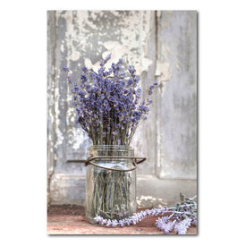 Lavender Bench 12" x 18" Gallery-Wrapped Canvas Wall Art