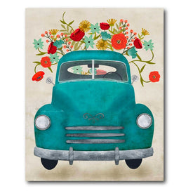 Pickup Aqua Floral 16" x 20" Gallery-Wrapped Canvas Wall Art