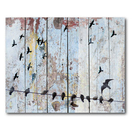 Birds on Wood III 20" x 24" Gallery-Wrapped Canvas Wall Art