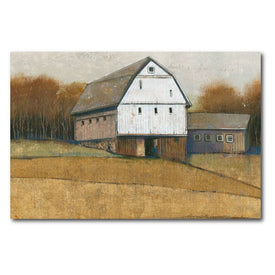 White Barn View II 12" x 18" Gallery-Wrapped Canvas Wall Art