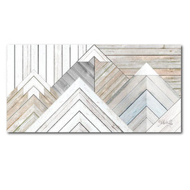 Wood Inlay in White III 12" x 24" Gallery-Wrapped Canvas Wall Art