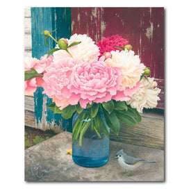 Peonies in a Jar 16" x 20" Gallery-Wrapped Canvas Wall Art