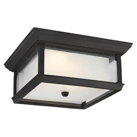 Ceiling Light McHenry 2 Lamp Textured Black Clear Seeded/White Opal