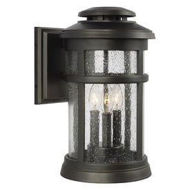 Wall Lantern Newport Outdoor Tall 3 Lamp Antique Bronze Clear Seeded cUL StoneStrong
