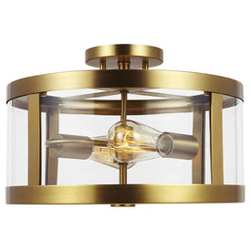 Ceiling Light Harrow 2 Lamp Burnished Brass Clear