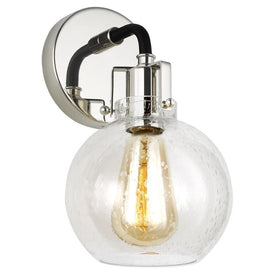Sconce Clara 1 Lamp Polished Nickel/Textured Black Clear Seeded