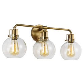 Vanity Light Clara 3 Lamp Burnished Brass Clear Seeded Steel Medium A19