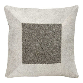 Mina Victory Couture Natural Hide Jeweled Cube Gray Pewter 16" x 16" Throw Pillow