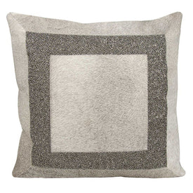 Mina Victory Couture Natural Hide Brilliant Frame Gray Pewter 18" x 18" Throw Pillow