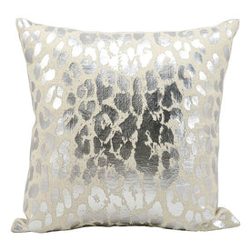 Kathy Ireland Metallic Leopard Silver 18" x 18" Throw Pillow