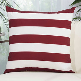 Mina Victory Stripes Red/White 20" x 20" Outdoor Throw Pillow