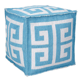 Mina Victory Greek Key Turquoise 16" x 16" Outdoor Cube