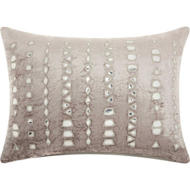 Mina Victory Life Styles Velvet Mirror Stripe Silver Gray 14" x 20" Lumbar Throw Pillow