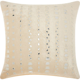 Mina Victory Life Styles Velvet Mirror Stripe Ivory 18" x 18" Throw Pillow