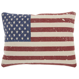 Life Styles American Flag Print Multi-Color 14" x 20" Lumbar Throw Pillow