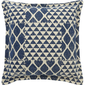 Life Styles Printed Triangle Patch Indigo 20" x 20" Throw Pillow