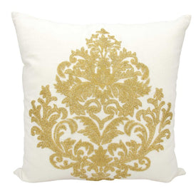 Mina Victory Luminescence Beaded Damask Gold 18" x 18" Throw Pillow