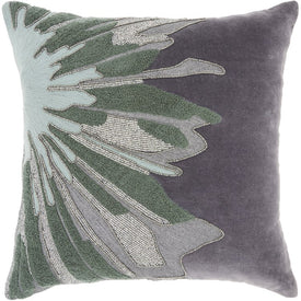 Mina Victory Luminescence Beaded Floral Burst Gray 16" x 16" Throw Pillow