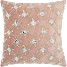 Mina Victory Couture Luster Diamond Lattice Ivory 18" x 18" Throw Pillow