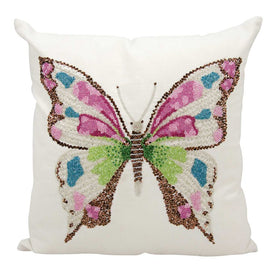 Mina Victory Luminescence Beaded Butterfly Multi-Color 18" x 18" Throw Pillow