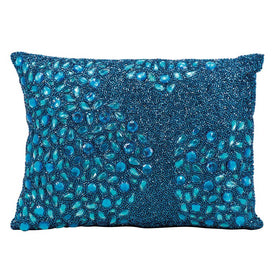 Mina Victory Luminescence Fully Beaded Turquoise 10" x 14" Throw Pillow