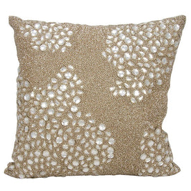 Mina Victory Luminescence Fully Beaded Beige 16" x 16" Throw Pillow