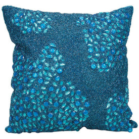 Mina Victory Luminescence Fully Beaded Turquoise 16" x 16" Throw Pillow