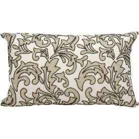 Mina Victory Luminescence Beaded Leaves Silver 12" x 21" Throw Pillow