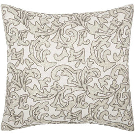 Mina Victory Luminescence Beaded Leaves Silver 20" x 20" Throw Pillow
