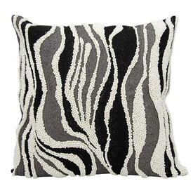 Mina Victory Luminescence Beaded Zebra Black/Silver 18" x 18" Throw Pillow