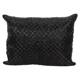 Mina Victory Couture Woven Luster Black 10" x 14" Throw Pillow