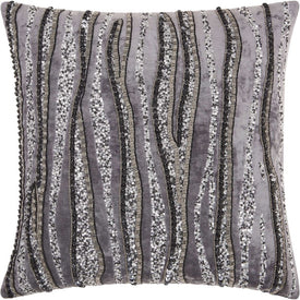 Mina Victory Couture Luster Beaded Ripples Charcoal 18" x 18" Throw Pillow