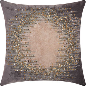 Mina Victory Couture Luster Beaded Lunar Reflect Charcoal 18" x 18" Throw Pillow