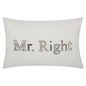 Mina Victory Luminescence " Mr Right" White 12" x 18" Throw Pillow