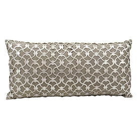 Mina Victory Couture Natural Hide Romantic Laser-Cut Silver/White 18" x 18" Throw Pillow