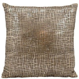 Mina Victory Couture Natural Hide Sitara Laser-Cut Gold-Beige 18" x 18" Throw Pillow