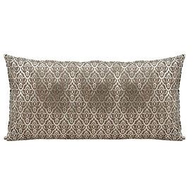 Mina Victory Couture Natural Hide Moorish Leaves Gold-Beige 12" x 24" Throw Pillow